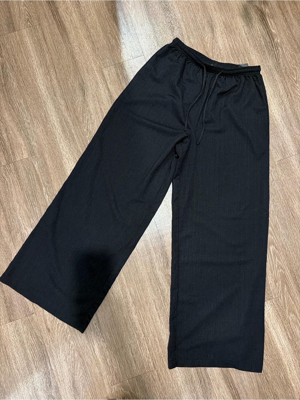H&M Black Wide-Leg Drawstring Sweatpants